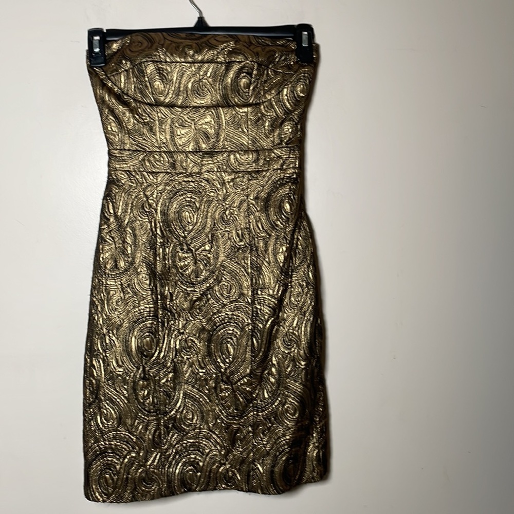 Nicole Miller gold and black formal Mini dress 2-4